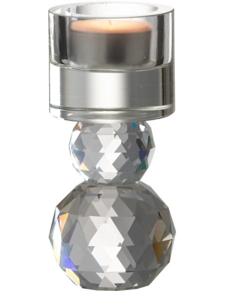 Bougeoir original Hauteur 11 cm en Verre Transparent Effet cristal Ryara - 2