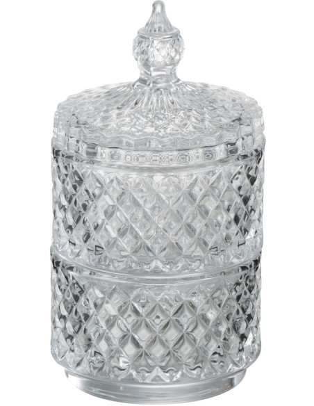 Boîte déco ronde 2 compartiments Hauteur 15 cm en Verre Transparent Walmia - 1
