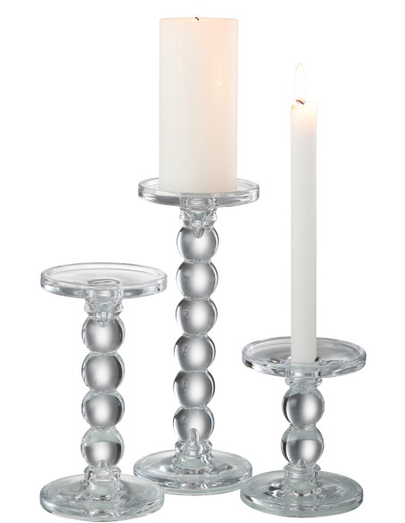 Bougeoir moderne Goutte XXL Hauteur 26 cm en Verre Transparent Dranx - 5