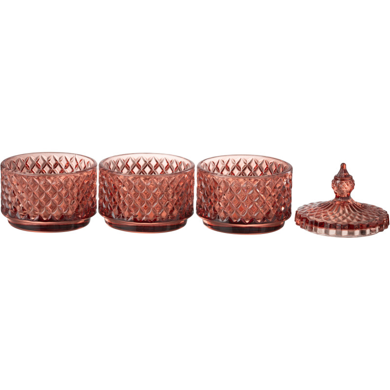 Boîte déco ronde 3 compartiments Hauteur 20 cm en Verre Orange Walmia - 2