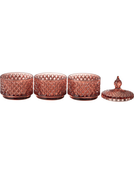 Boîte déco ronde 3 compartiments Hauteur 20 cm en Verre Orange Walmia - 2