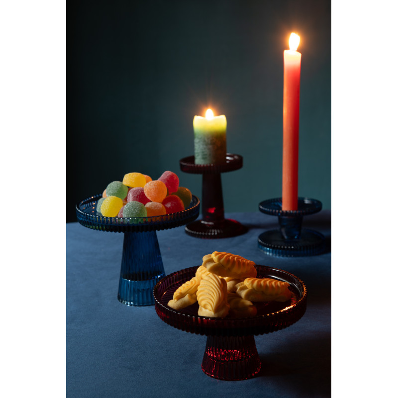 Bougeoir moderne en Verre Rouge cerise Nelly (Lot de 3) - 2