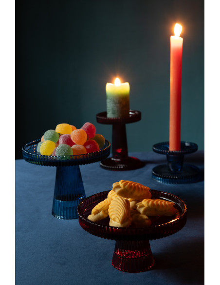 Bougeoir moderne en Verre Rouge cerise Nelly (Lot de 3) - 2