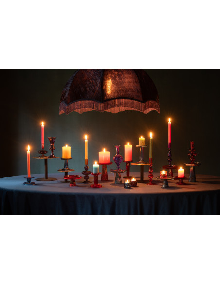 Bougeoir moderne en Verre Rouge cerise Nelly (Lot de 3) - 7