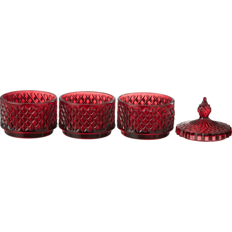 Boîte déco ronde 3 compartiments Hauteur 20 cm en Verre Rouge cerise Walmia - 2