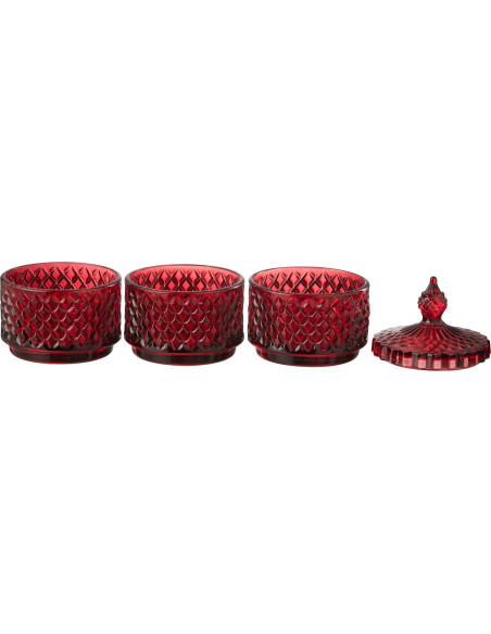 Boîte déco ronde 3 compartiments Hauteur 20 cm en Verre Rouge cerise Walmia - 2