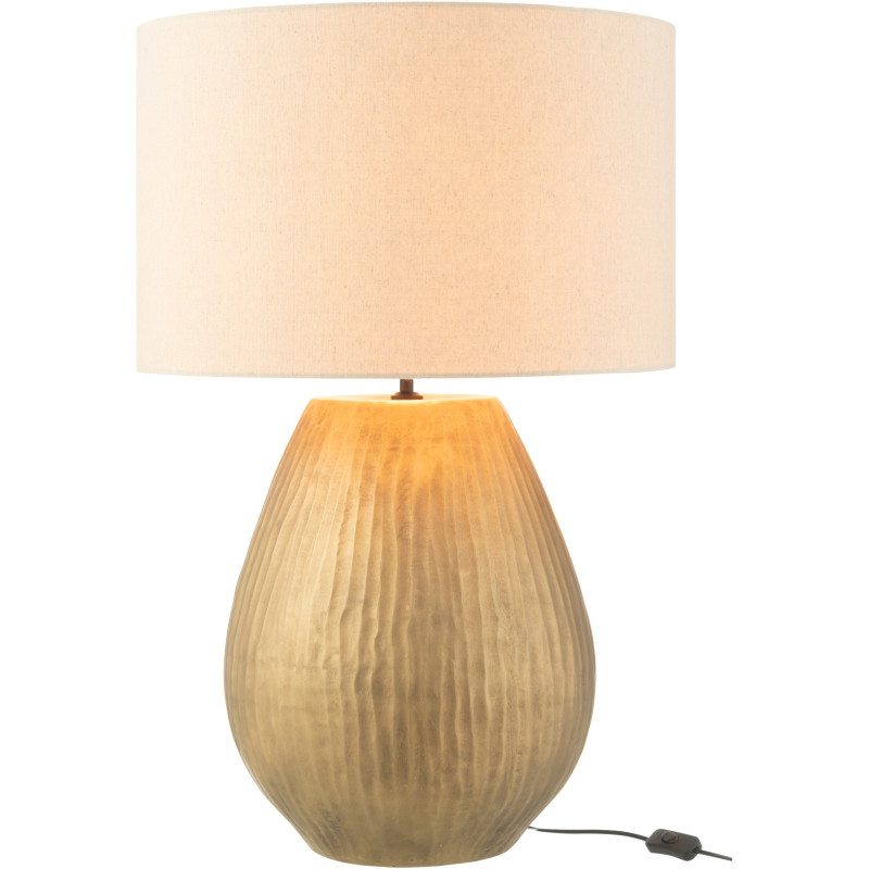 Lampe à poser moderne chic XL Hauteur 85 cm en Céramique Doré Tissu Beige Nebu - 1