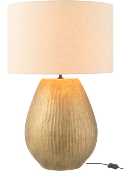 Lampe à poser moderne chic XL Hauteur 85 cm en Céramique Doré Tissu Beige Nebu - 1