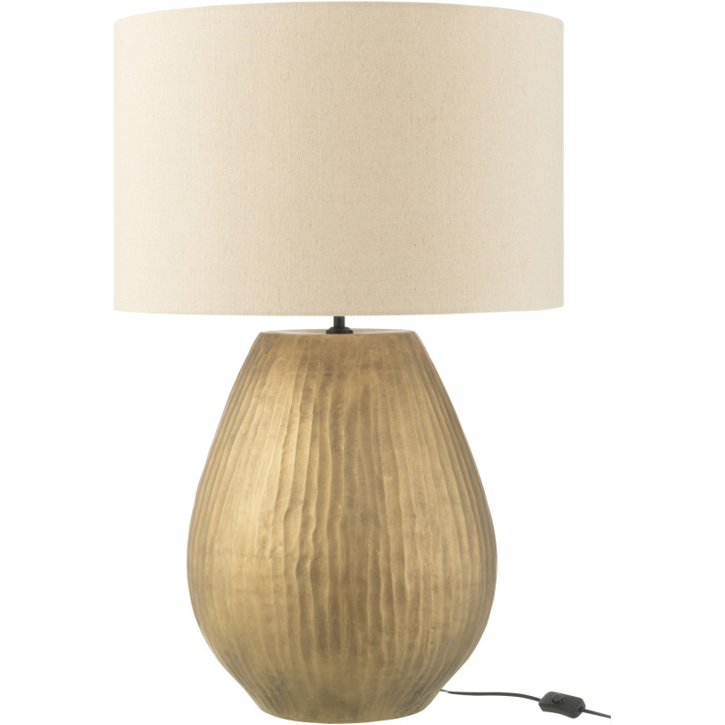 Lampe à poser moderne chic XL Hauteur 85 cm en Céramique Doré Tissu Beige Nebu - 2