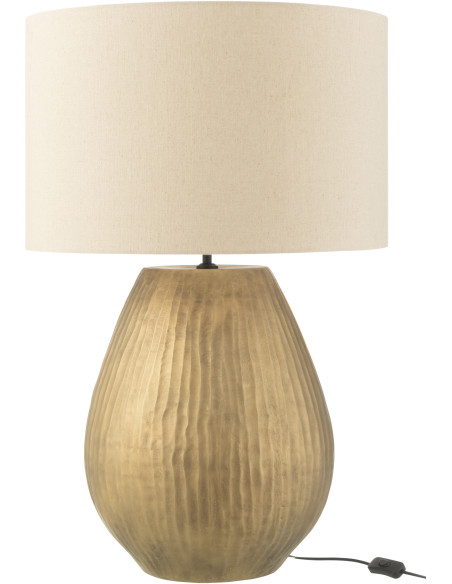 Lampe à poser moderne chic XL Hauteur 85 cm en Céramique Doré Tissu Beige Nebu - 2