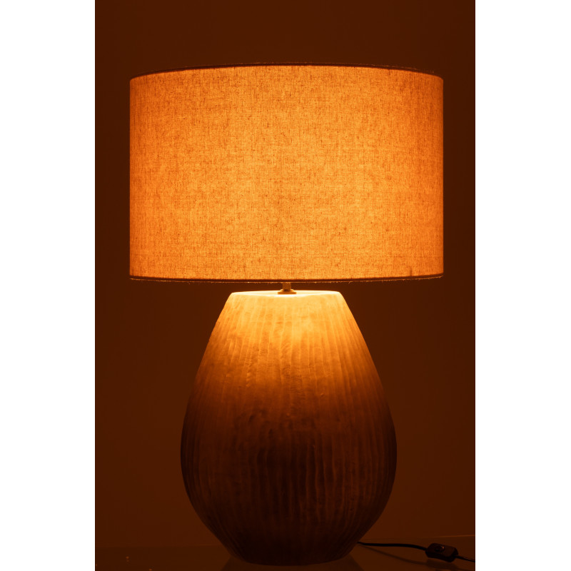 Lampe à poser moderne chic XL Hauteur 85 cm en Céramique Doré Tissu Beige Nebu - 3