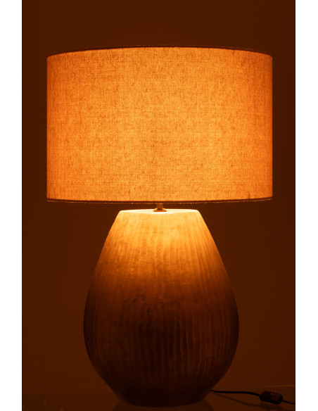 Lampe à poser moderne chic XL Hauteur 85 cm en Céramique Doré Tissu Beige Nebu - 3