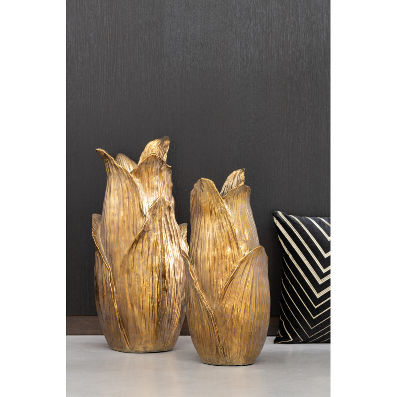 Vase original Pétales XL Hauteur 60 cm en Résine Doré Nebu - 2