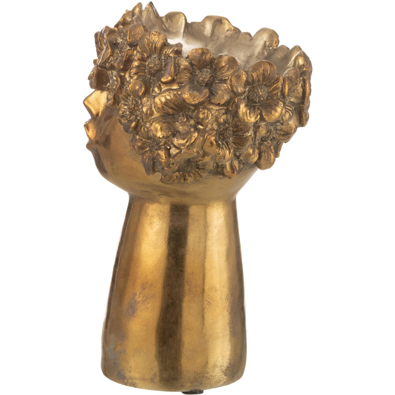 Cache pot moderne Visage fleuri Hauteur 27 cm en Résine Doré Nebu - 3