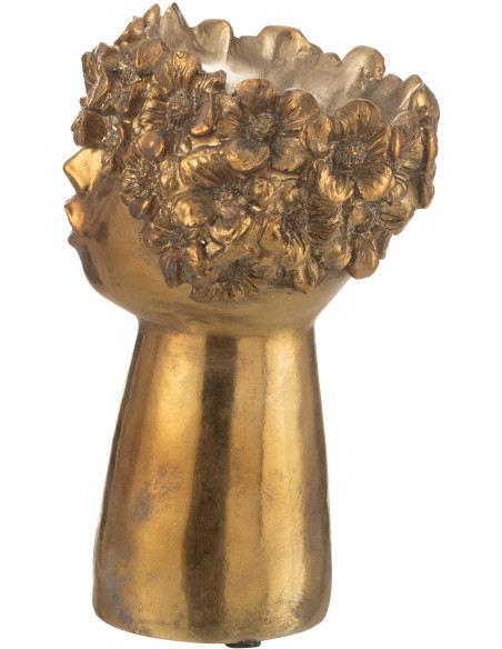 Cache pot moderne Visage fleuri Hauteur 27 cm en Résine Doré Nebu - 3