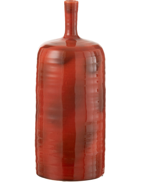 Vase moderne Bouteille XL Hauteur 49 cm en Céramique Rouge Akane - 1