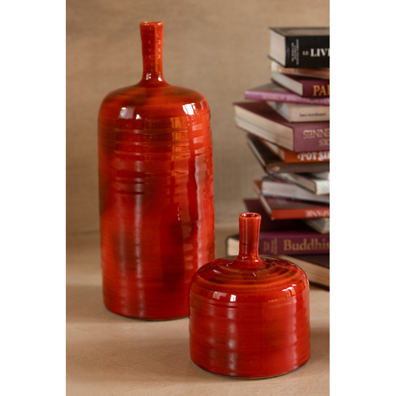 Vase moderne Bouteille XL Hauteur 49 cm en Céramique Rouge Akane - 2