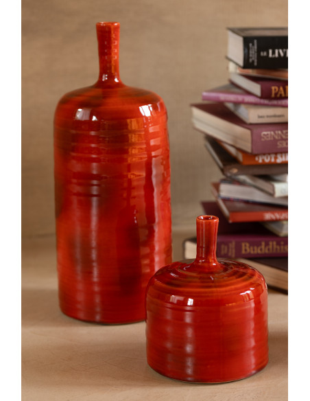 Vase moderne Bouteille XL Hauteur 49 cm en Céramique Rouge Akane - 2