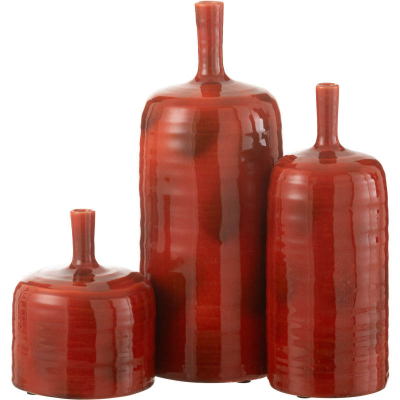 Vase moderne Bouteille XL Hauteur 49 cm en Céramique Rouge Akane - 3