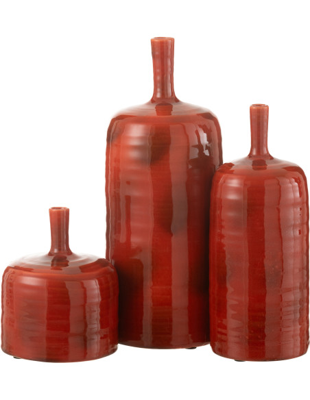 Vase moderne Bouteille XL Hauteur 49 cm en Céramique Rouge Akane - 3