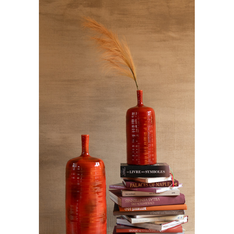 Vase moderne Bouteille XL Hauteur 49 cm en Céramique Rouge Akane - 5