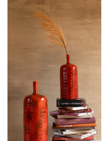 Vase moderne Bouteille XL Hauteur 49 cm en Céramique Rouge Akane - 5