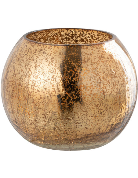 Photophore moderne Boule Diamètre 12 cm en Verre Doré Motif craquelé Freon - 2