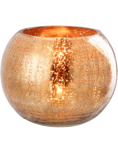 Photophore moderne Boule XXL Diamètre 20 cm en Verre Doré Motif craquelé Freon - 1