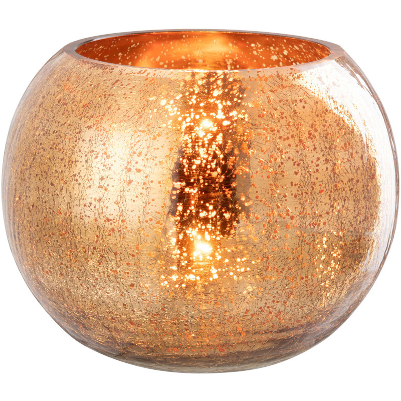 Photophore moderne Boule XXL Diamètre 20 cm en Verre Doré Motif craquelé Freon - 1