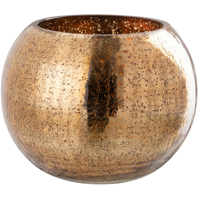 Photophore moderne Boule XXL Diamètre 20 cm en Verre Doré Motif craquelé Freon - 2