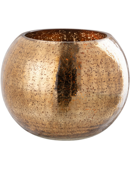 Photophore moderne Boule XXL Diamètre 20 cm en Verre Doré Motif craquelé Freon - 2