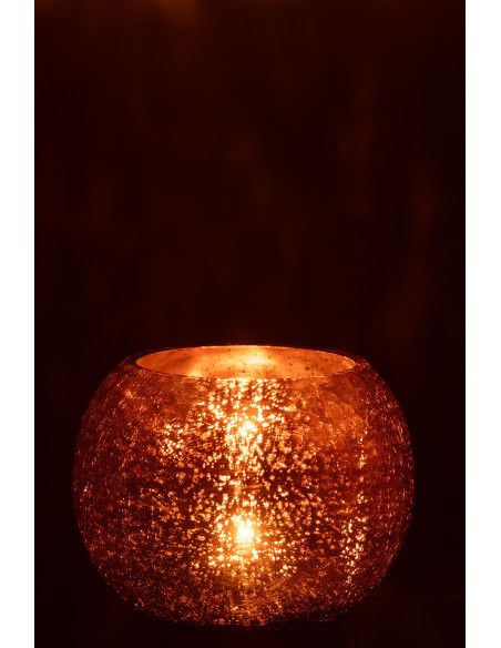 Photophore moderne Boule XXL Diamètre 20 cm en Verre Doré Motif craquelé Freon - 3