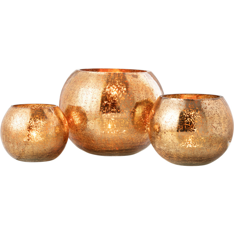 Photophore moderne Boule XXL Diamètre 20 cm en Verre Doré Motif craquelé Freon - 4