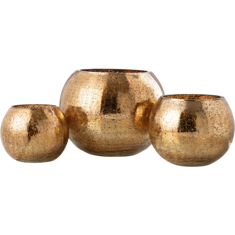 Photophore moderne Boule XXL Diamètre 20 cm en Verre Doré Motif craquelé Freon - 5