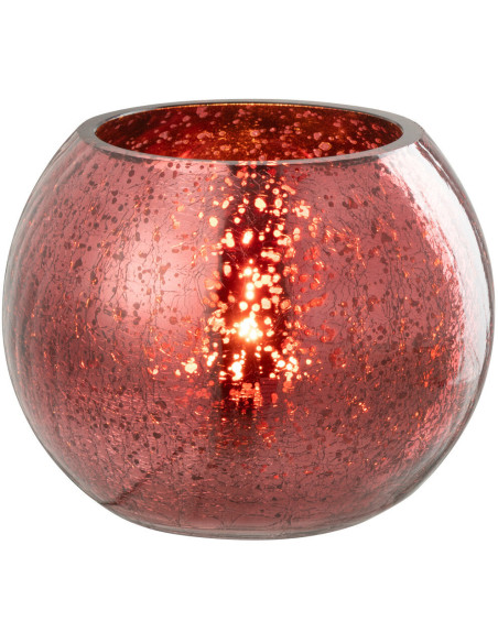 Photophore moderne Boule Diamètre 12 cm en Verre Rose Motif craquelé Freon - 1