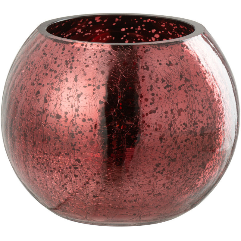 Photophore moderne Boule Diamètre 12 cm en Verre Rose Motif craquelé Freon - 2