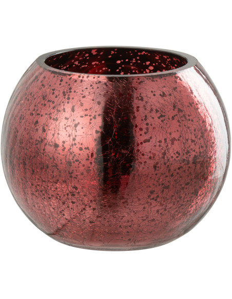 Photophore moderne Boule Diamètre 12 cm en Verre Rose Motif craquelé Freon - 2