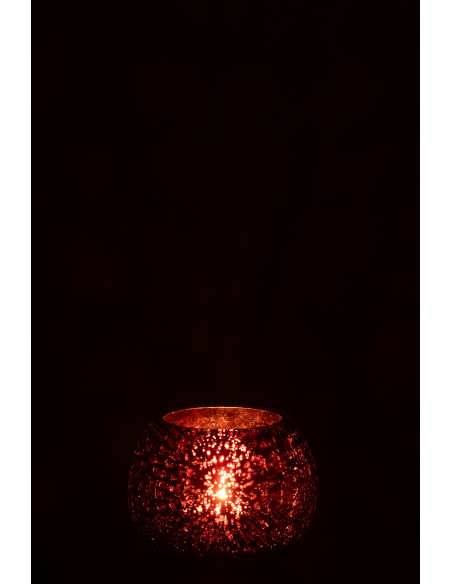 Photophore moderne Boule Diamètre 12 cm en Verre Rose Motif craquelé Freon - 3