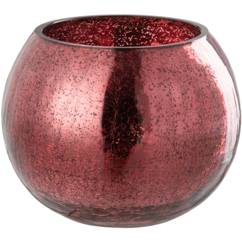 Photophore moderne Boule XL Diamètre 15 cm en Verre Rose Motif craquelé Freon - 2