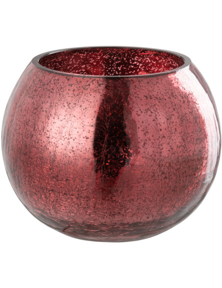 Photophore moderne Boule XL Diamètre 15 cm en Verre Rose Motif craquelé Freon - 2