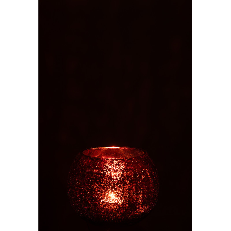 Photophore moderne Boule XL Diamètre 15 cm en Verre Rose Motif craquelé Freon - 3