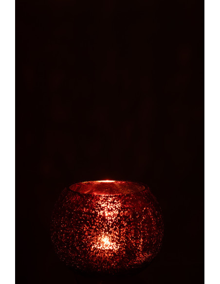 Photophore moderne Boule XL Diamètre 15 cm en Verre Rose Motif craquelé Freon - 3