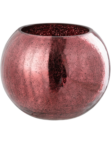 Photophore moderne Boule XXL Diamètre 20 cm en Verre Rose Motif craquelé Freon - 1