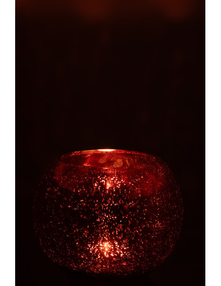 Photophore moderne Boule XXL Diamètre 20 cm en Verre Rose Motif craquelé Freon - 3