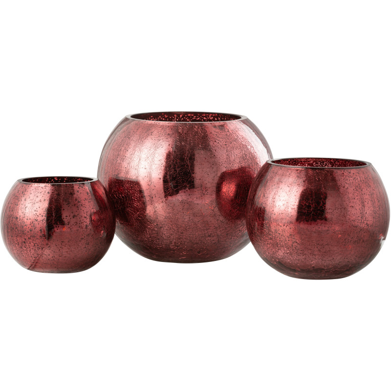 Photophore moderne Boule XXL Diamètre 20 cm en Verre Rose Motif craquelé Freon - 5