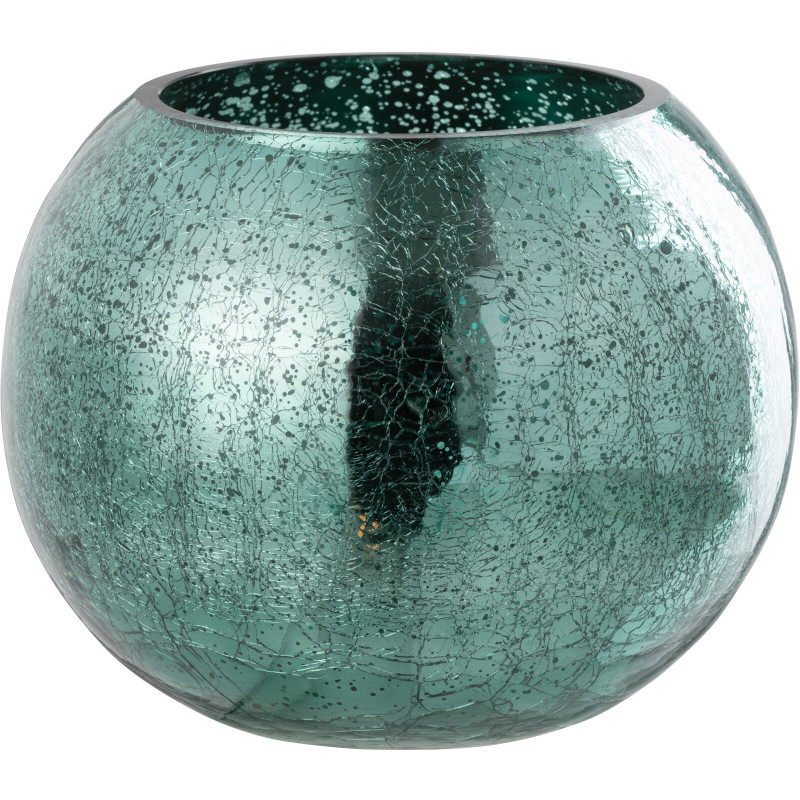Photophore moderne Boule XXL Diamètre 20 cm en Verre Vert d'eau Motif craquelé Freon - 2