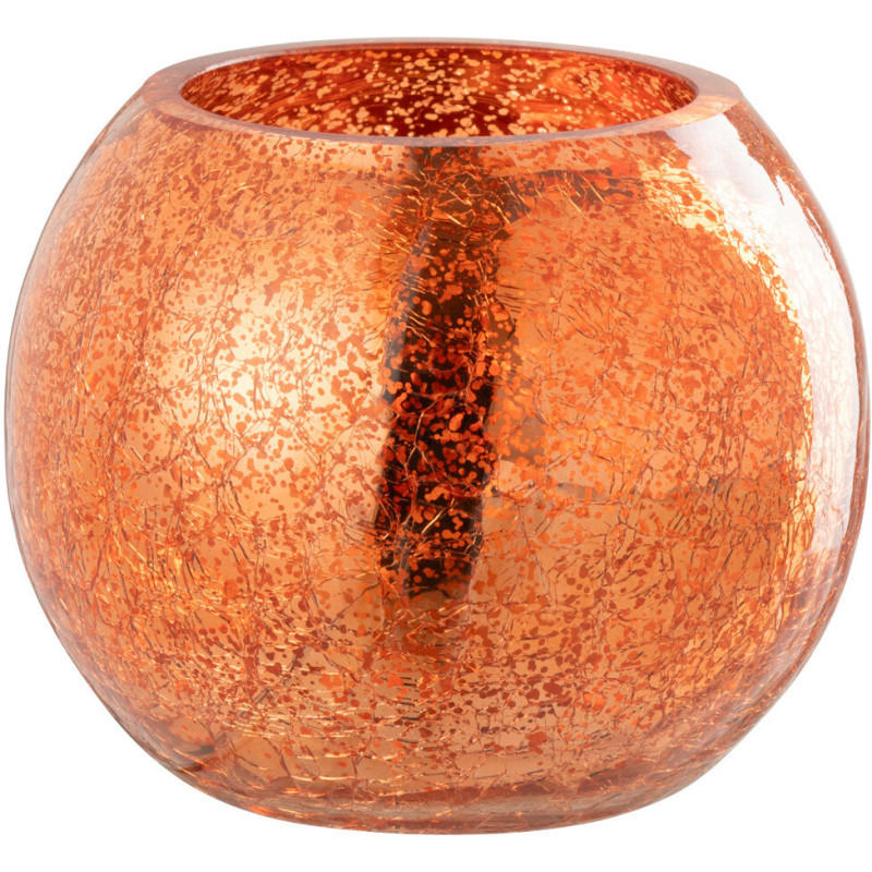 Photophore moderne Boule Diamètre 12 cm en Verre Orange Motif craquelé Freon - 2