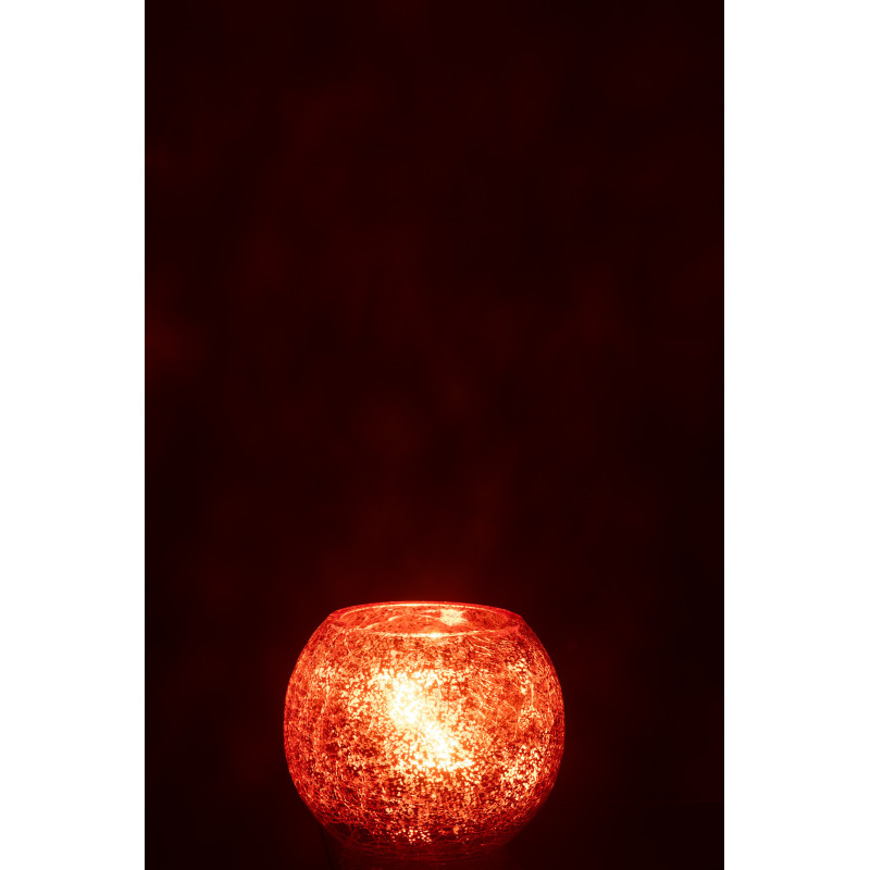 Photophore moderne Boule Diamètre 12 cm en Verre Orange Motif craquelé Freon - 3