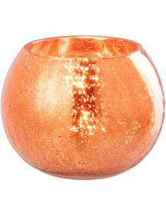Photophore moderne Boule XL Diamètre 15 cm en Verre Orange Motif craquelé Freon - 1
