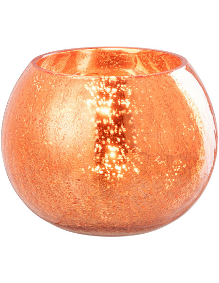 Photophore moderne Boule XL Diamètre 15 cm en Verre Orange Motif craquelé Freon - 1